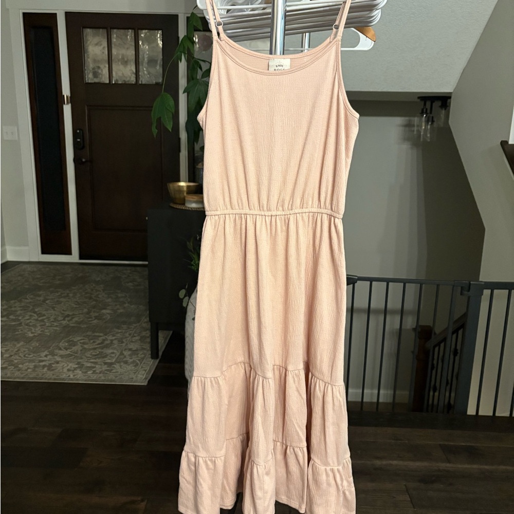 Knox Rose Light Pink Tiered Midi Dress
